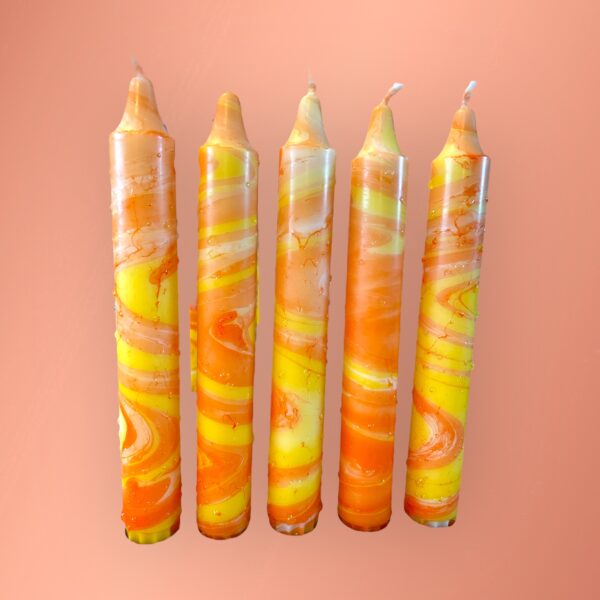Geel/oranje marble set van 5