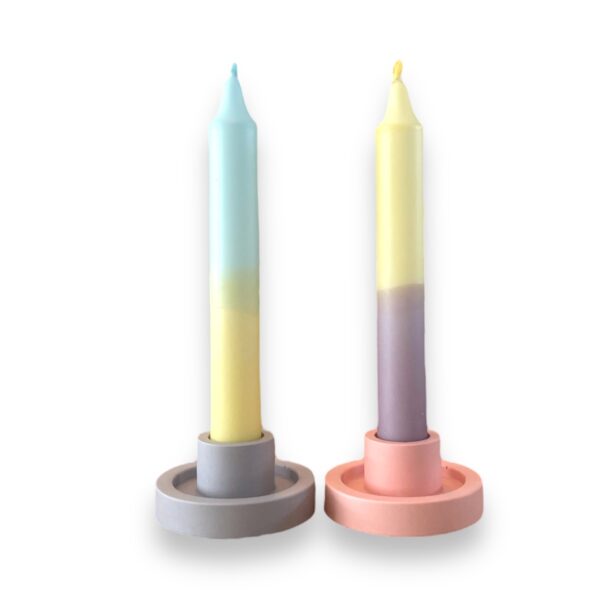 Ronde Jesmonite kaarsenstandaard, effen kleuren - Afbeelding 11