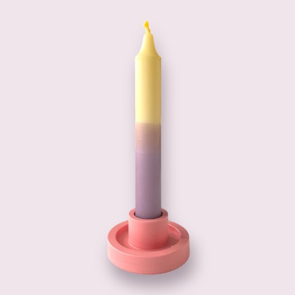 Ronde Jesmonite kaarsenstandaard, effen kleuren - Afbeelding 4