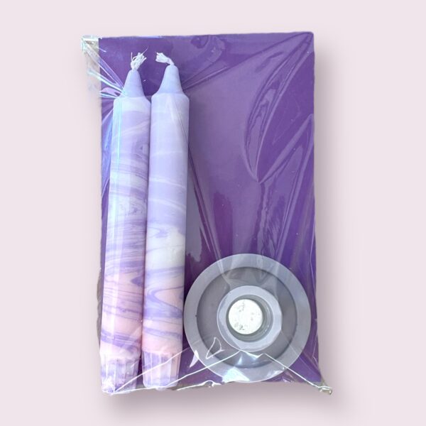 Cadeaupakket standaard met kaars lila - Afbeelding 3