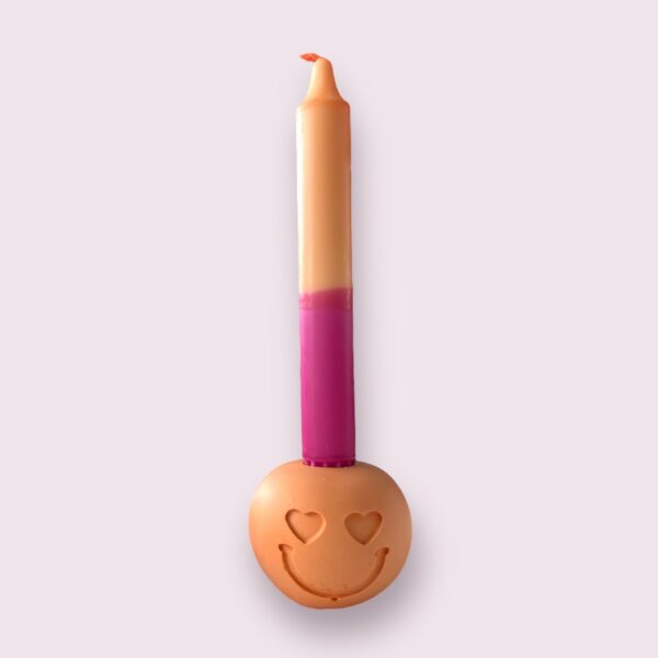 Smiley standaard met kaars peach