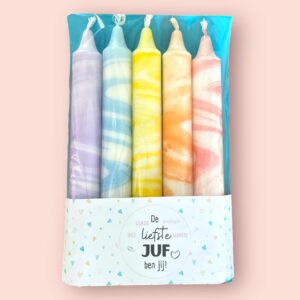 Juffencadeau marble regenboogkleurige set van 5