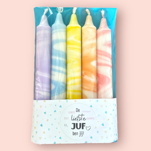 Juffencadeau marble regenboogkleurige set van 5