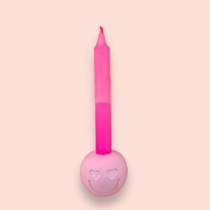 Smiley standaard met kaars roze