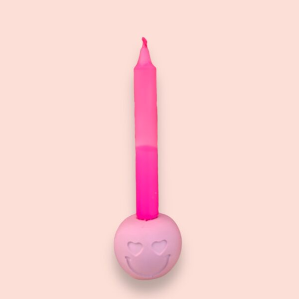 Smiley standaard met kaars roze