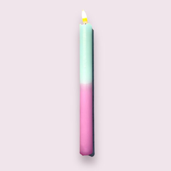 LED kaars roze/licht groen set van 2 - Afbeelding 2
