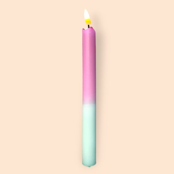LED kaars roze/licht groen set van 2 - Afbeelding 3