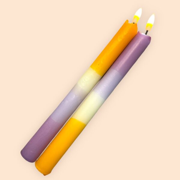 LED kaars lila/geel/oranje set van 2 - Afbeelding 3