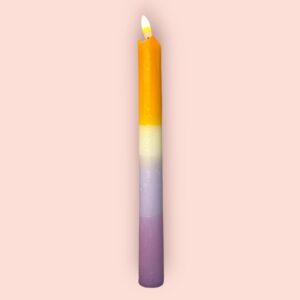 LED kaars lila/geel/oranje set van 2