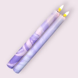 LED kaars paars/zacht roze set van 2