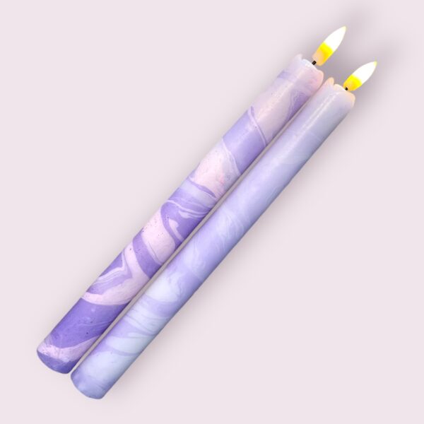 LED kaars paars/zacht roze set van 2