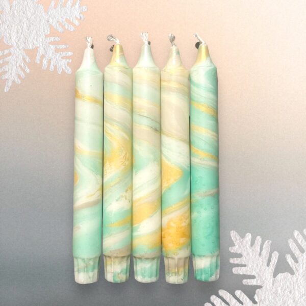 Goud/groene marble set van 5