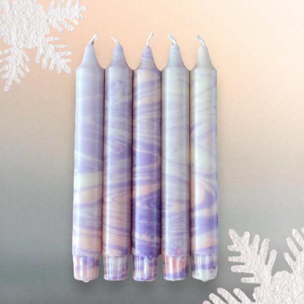 Lila/zacht roze marble set van 5