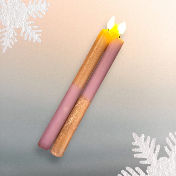 LED kaars goud/lila van 2 - Afbeelding 2