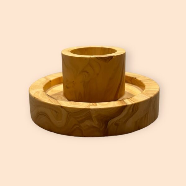 Ronde Jesmonite kaarsenstandaard cappuccino - Afbeelding 2