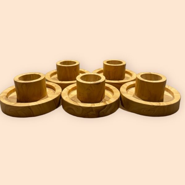 Ronde Jesmonite kaarsenstandaard cappuccino - Afbeelding 4