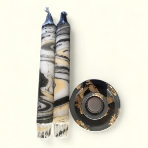Cadeaupakket standaard met kaars zwart/goud